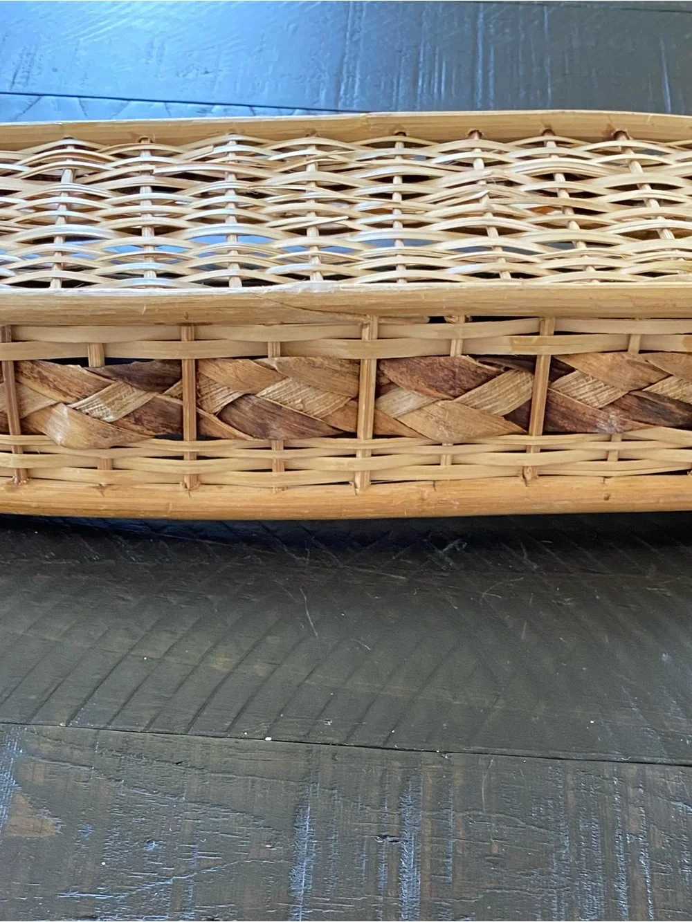 Woven Oval Serving Basket - Natural Brown